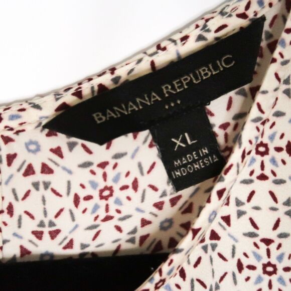 Banana Republic Womens Blouse Size XL Cream Geometric Office Career Classic Top - Picture 3 of 9